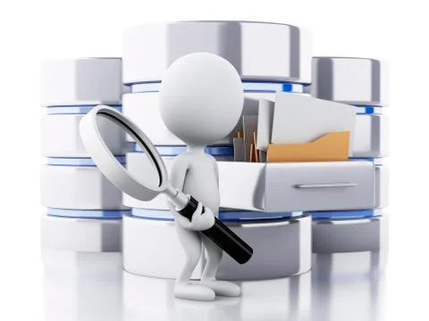 3d White people with data storage Illustrazione stock