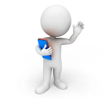 3d white people with diary Stock Illustration