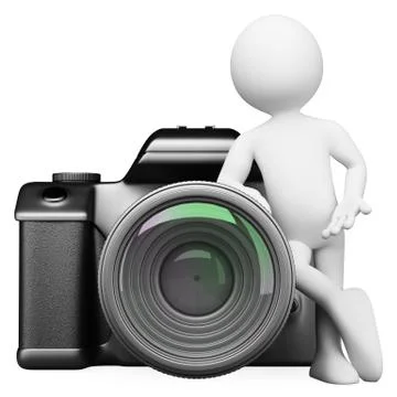 3d white people. digital camera dslr Stock Illustration