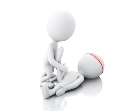 3d White people doing exercise with an instructor. Illustrazione stock