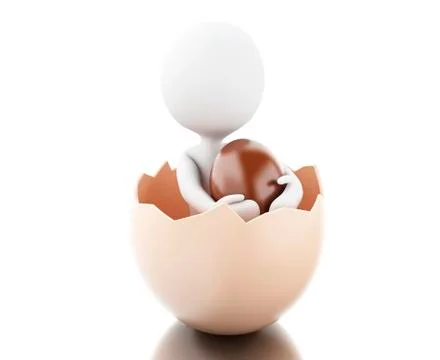 3d white people with Easter eggs. Stock Illustration