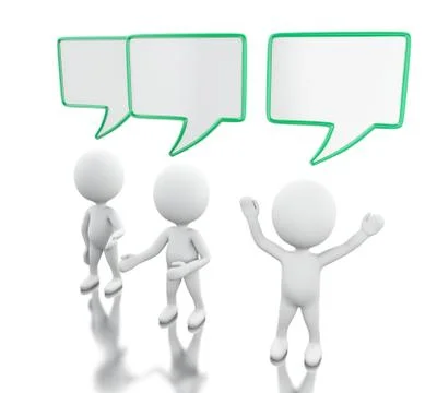 3d White people with empty speech bubbles Illustrazione stock