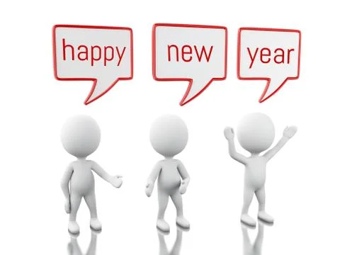 3d White people with empty speech bubbles Illustrazione stock