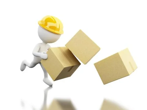 3d White people falling with boxes Ilustración de archivo