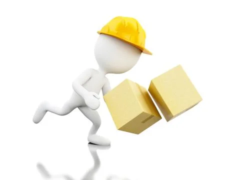 3d White people falling with boxes Illustrazione stock