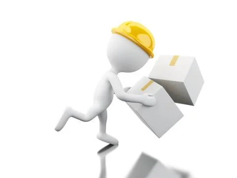 3d White people falling with boxes Ilustración de archivo