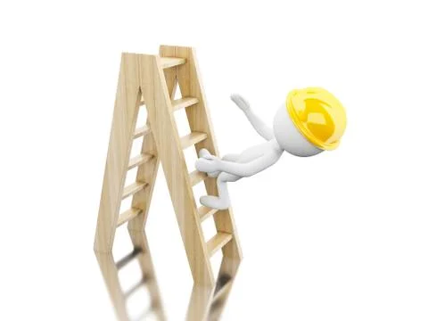 3d White people falling off a ladder Stock Illustration