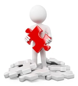 3d white people. find the solution. puzzle Stock Illustration