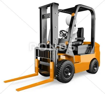 3d white people. forklift Stock Illustration