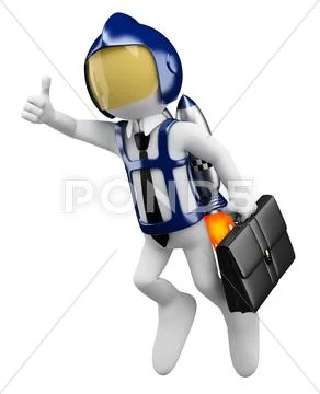 3d white people. future businessman flying Stock Illustration