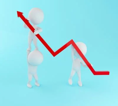 3d White people with growth progress arrow. Stock Illustration
