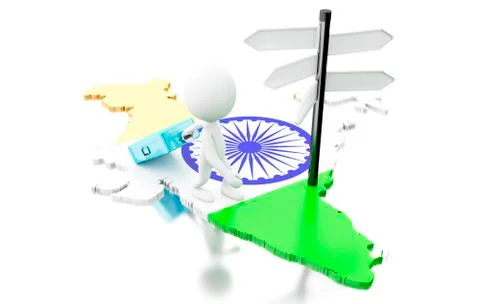 3d White people on India map Stock Illustration