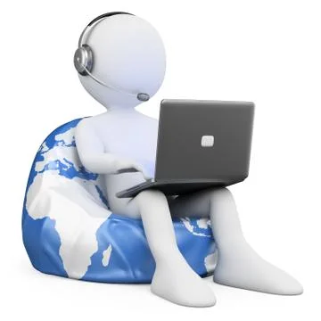 3d white people. internet browsing Stock Illustration