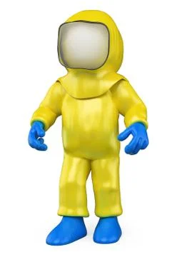 3d white people. isolation suit. biohazard Stock Illustration
