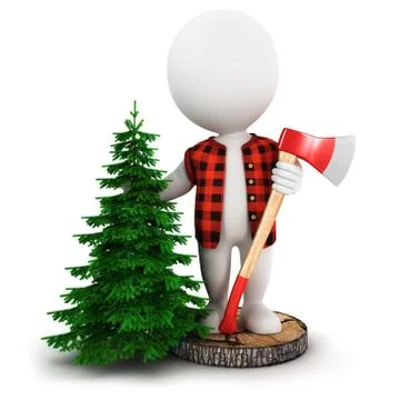 3d white people lumberjack Stock Illustration