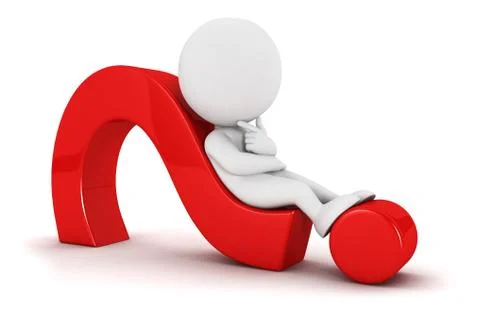 3d white people lying on a question mark Stock Illustration