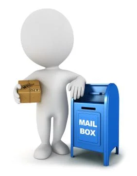 3d white people with a mail package Stock Illustration