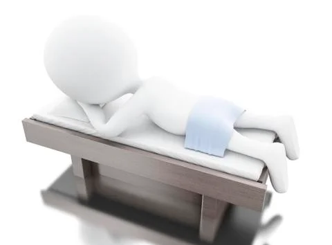 3d White people on a massage table at spa Stock Illustration