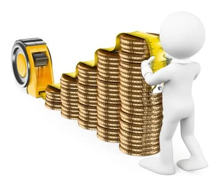 3D white people. Measuring the increase in profits Stock Illustration