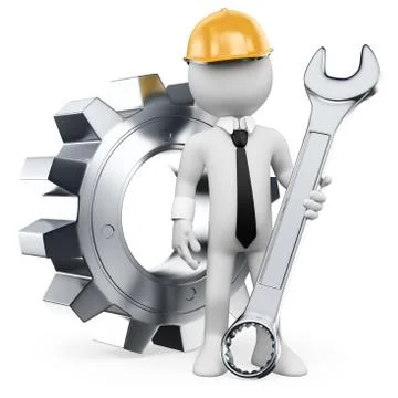 3d white people. mechanical engineer Stock Illustration