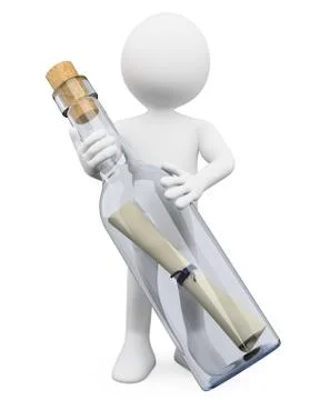 3d white people. message in a bottle Stock Illustration