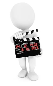 3d white people movie clapper Stock Illustration