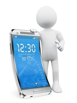 3d white people. new technologies. flexible screen smartphone Stock Illustration