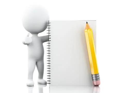 3D White people with notepad and pencil Illustrazione stock