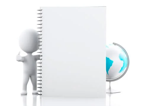 3D white people with notepad page Illustrazione stock