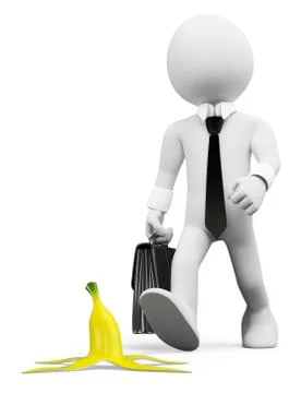 3D white people. Occupational risks prevention concept Stock Illustration