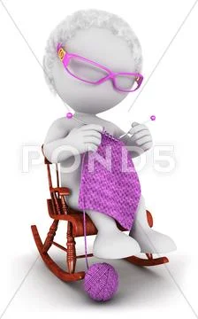 3d white people old woman Stock Illustration