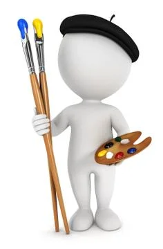 3d white people painter Stock Illustration