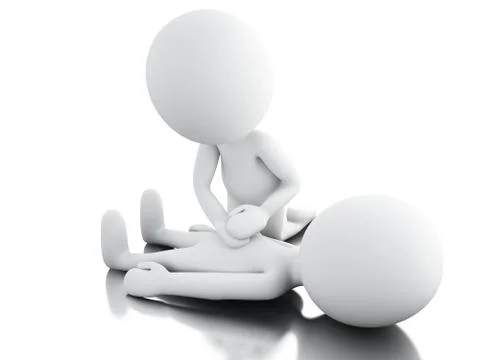 3d White people providing first aid support Stockillustratie