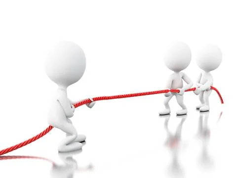 3d White people pulling the rope. Stock Illustration