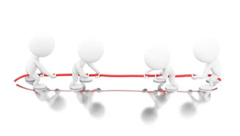 3d White people pulling the rope. Stock Illustration