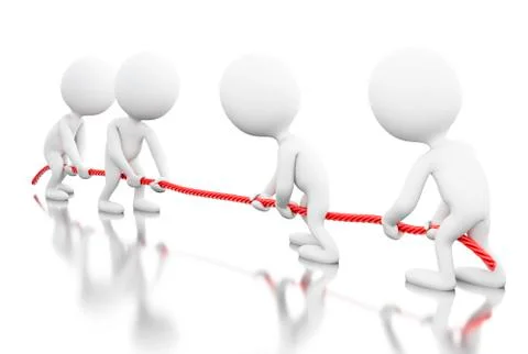 3d White people pulling the rope. Stock Illustration