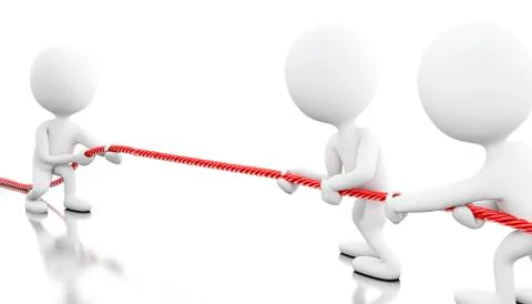 3d White people pulling the rope. Stock Illustration