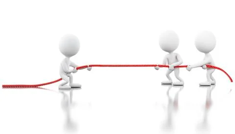 3d White people pulling the rope. Stock Illustration