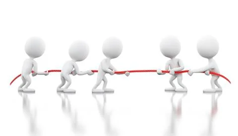 3d White people pulling the rope. Stock Illustration