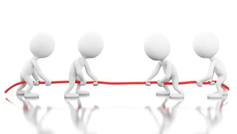3d White people pulling the rope. Stock Illustration