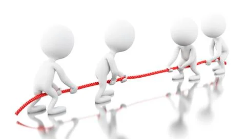 3d White people pulling the rope. Stock Illustration