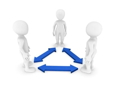 3d white people. Ralations in the  team. 3d illustration. Stock Illustration