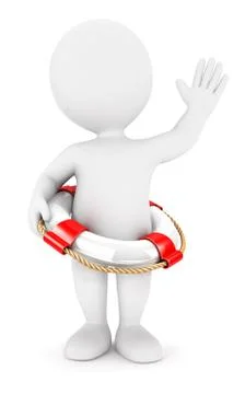 3d white people rescue ring Stock Illustration