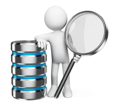 3D white people. Search in database concept Stock Illustration