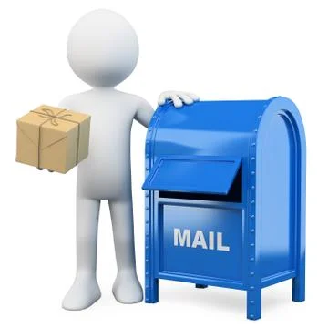 3d white people. send a package. Stock Illustration