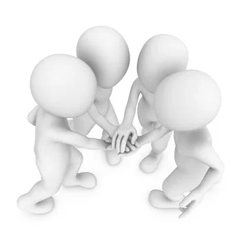 3d white people shaking hands. Teamwork concept. Stock Illustration