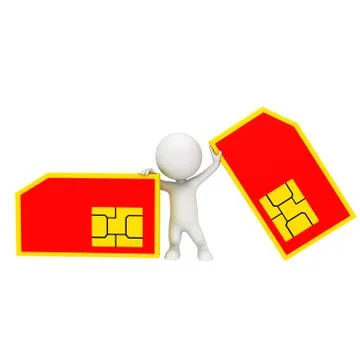 3d white people with sim card Stock Illustration