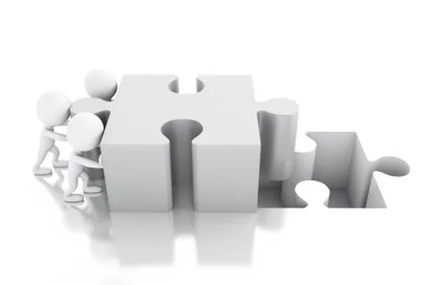 3d White people solving a puzzle イラスト素材