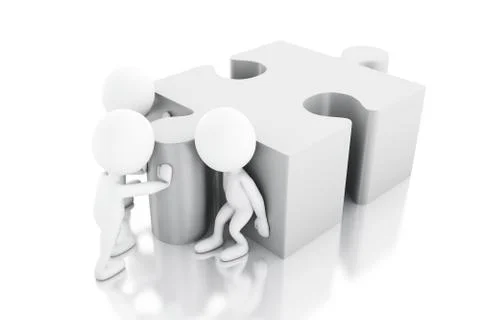 3d White people solving a puzzle イラスト素材