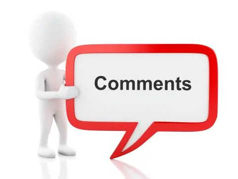 3d White people with speech bubble that says Comments Stock Illustration